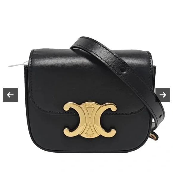 Celine Black Leather Crossbody with Gold Triomphe Hardware - Picture 2 of 12
